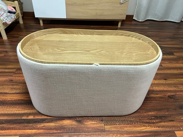 Puff mesa de centro Sklum - beige y madera