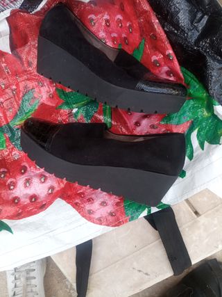 Cuñas negras mujer talla 37