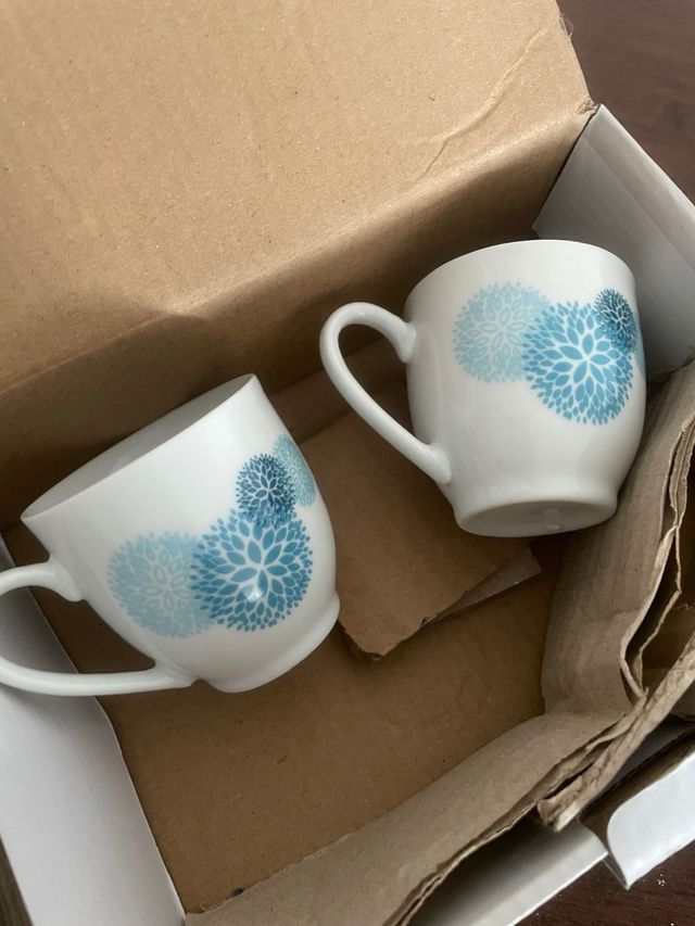 Set 2 Tazzine Neve Blu e piattini – Stile Nordic