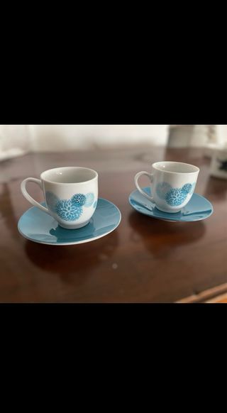 Set 2 Tazzine Neve Blu e piattini – Stile Nordic