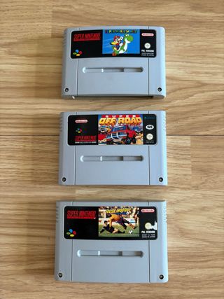 3x SNES: Super Mario World, Super Off-Road, Soccer