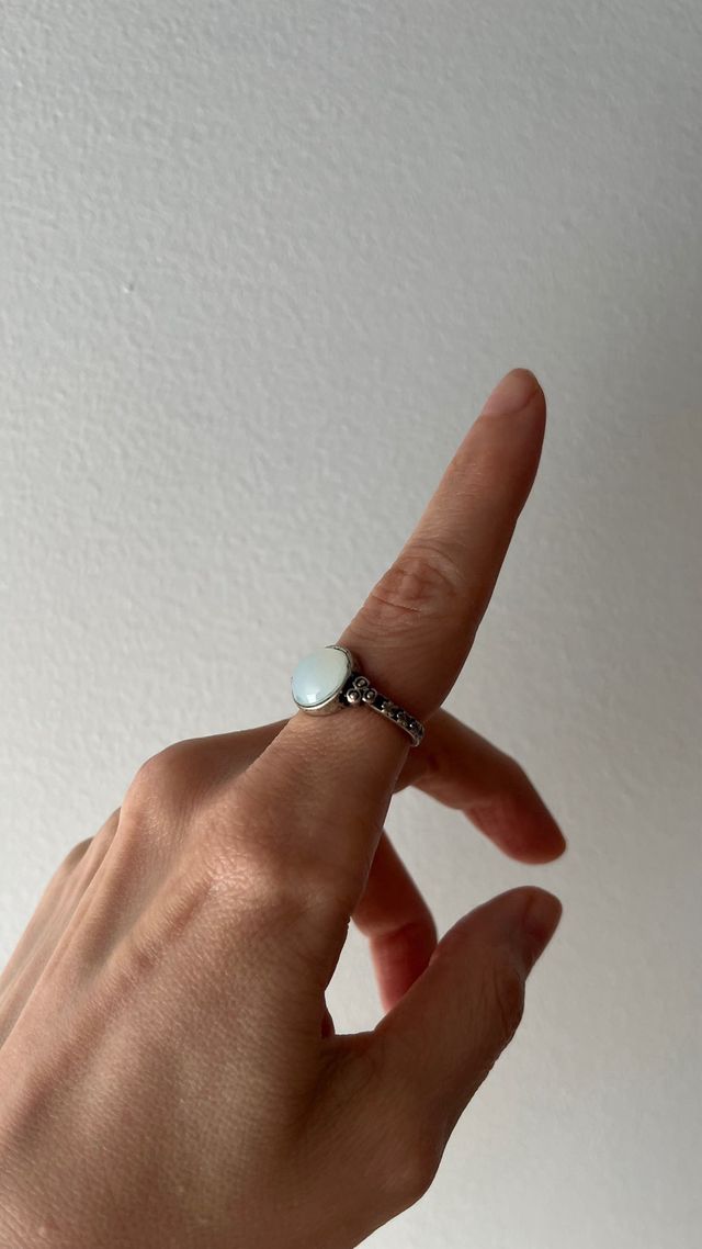 Anillo plata piedra blanca