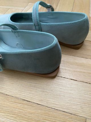 Zapato bailarina terciopelo - Verde azulado