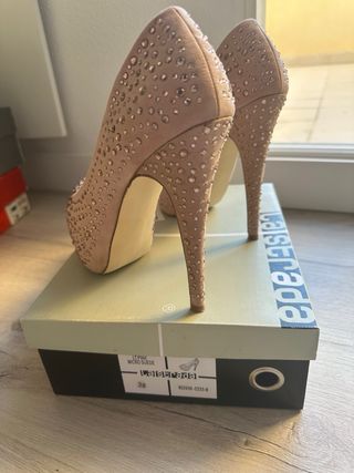 Tacones La Strada rosa brillantes