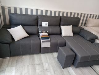 Divano chaise longue grigio - microfibra