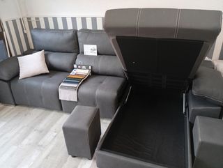 Divano chaise longue grigio - microfibra
