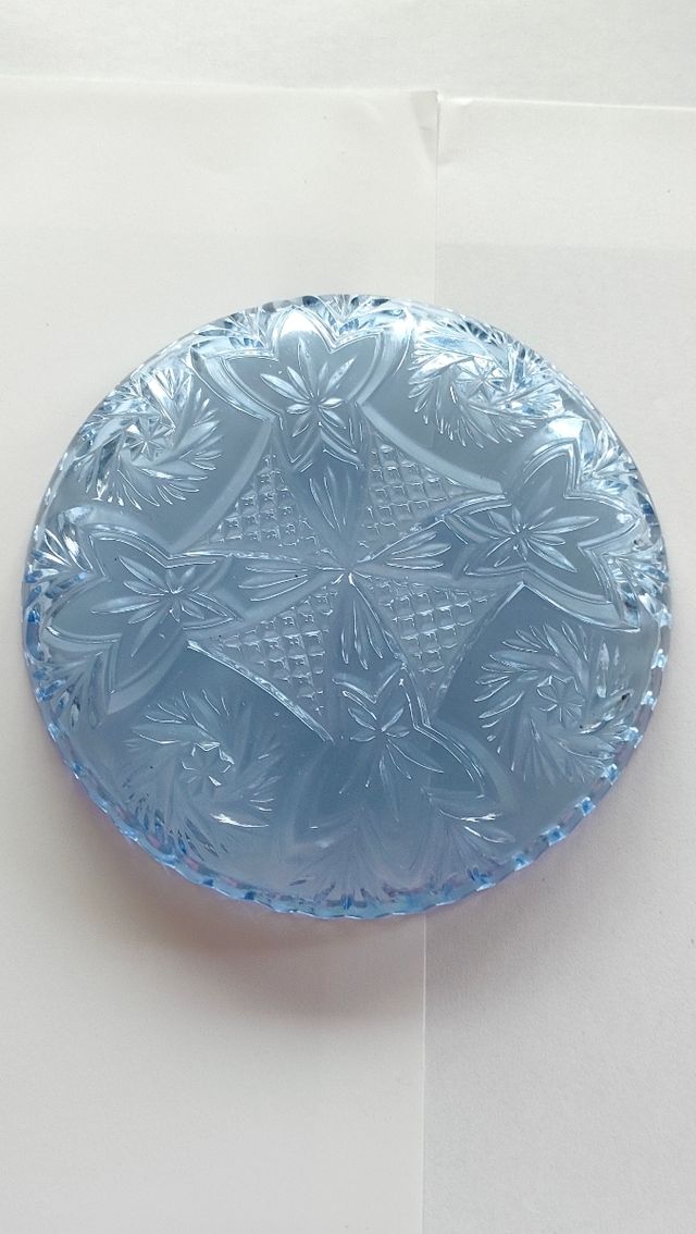 4 Platos Cristal Azul Vintage