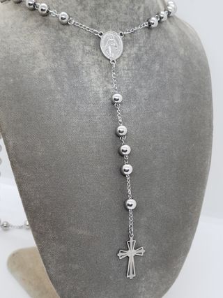 Rosario acero quirúrgico - plata