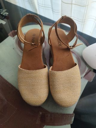 Alpargatas esparteñas plataforma beige-marrón