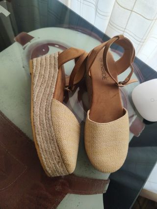 Alpargatas esparteñas plataforma beige-marrón