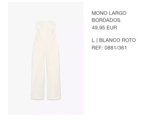 Mono Zara Bordado Blanco - Talla L