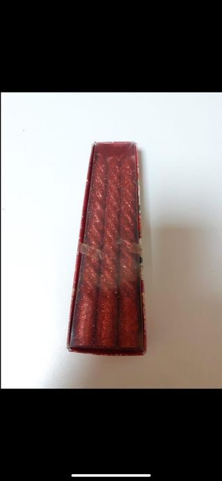 3 Candele rosse glitterate