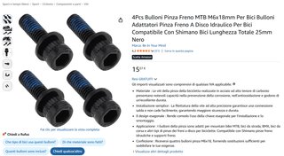Viti MTB M6x18mm - Pinza Freno