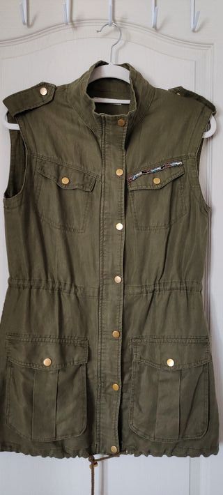 Stradivarius chaleco sin manga vaquero verd