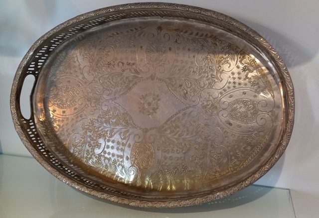 Bandeja oval plata metal