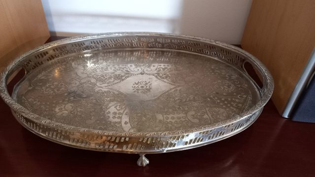 Bandeja oval plata metal
