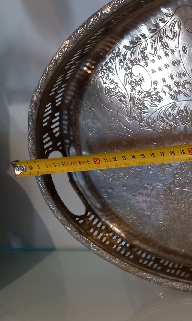 Bandeja oval plata metal