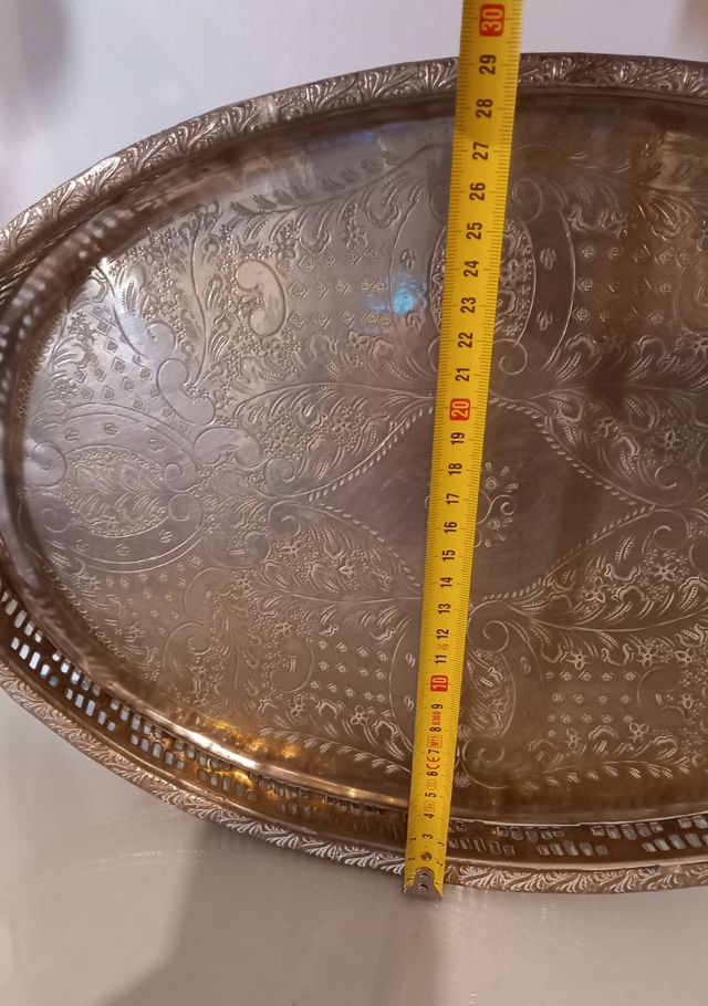 Bandeja oval plata metal