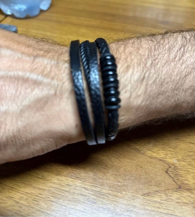 Braccialetto uomo nero - pelle