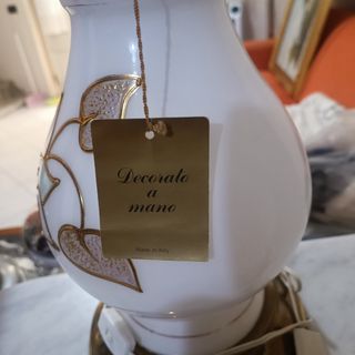 2 Lumi identici - Ceramica bianca oro e ottone