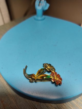 Spilla fiori vintage oro rosso