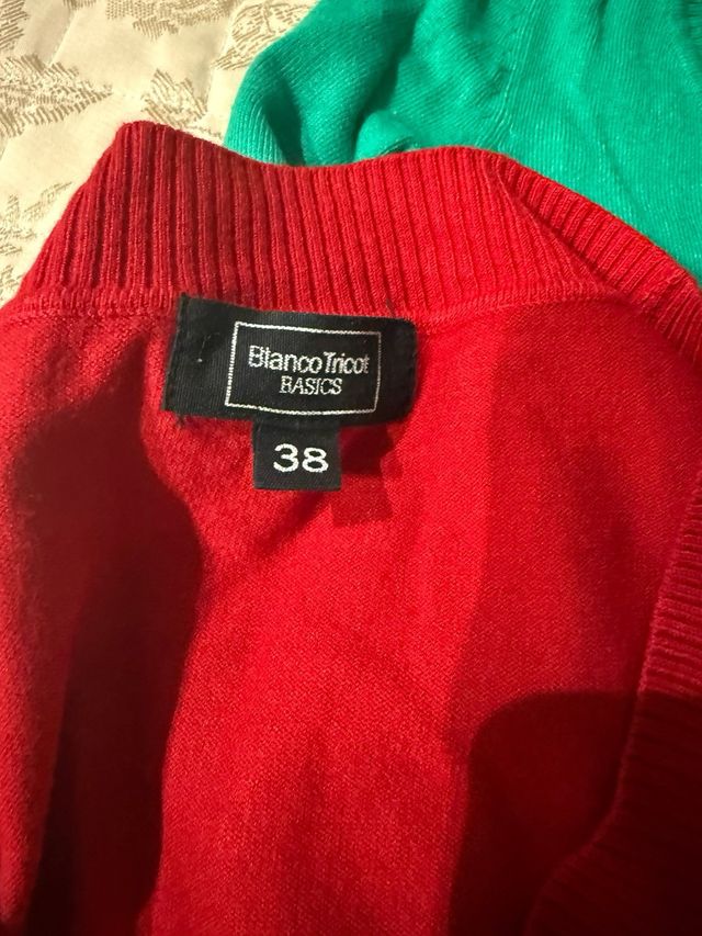 2 Jerséis Blanco Tricot - Rojo y Verde - Talla 38