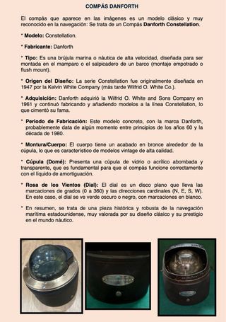 Brújula Danforth náutica vintage