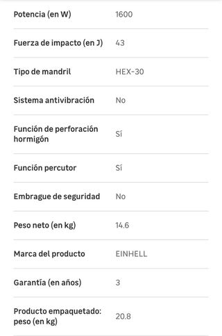 Martillo demoledor Einhell 1600W