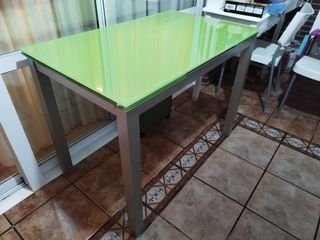 Mesa cristal verde extensible 60x100x74