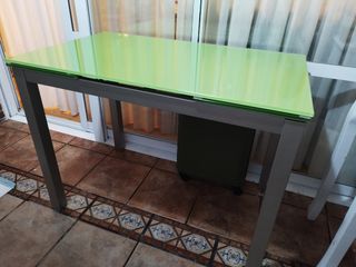 Mesa cristal verde extensible 60x100x74