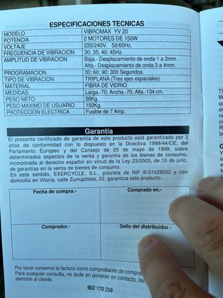 Vibromax VV 20: Plataforma vibración