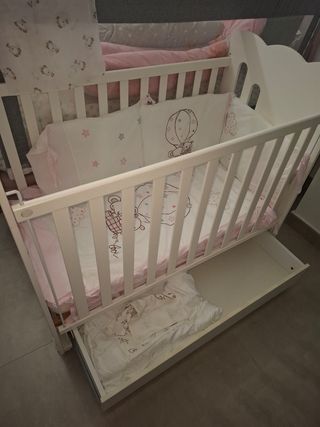 Cuna bebé madera blanca