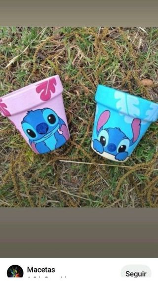 1 Macetas pintadas Stitch