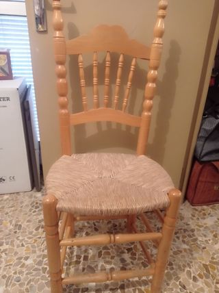3 Sillas mimbre madera - Rusticas