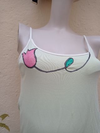 Camiseta tirantes flores - Verde