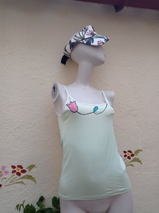 Camiseta tirantes flores - Verde