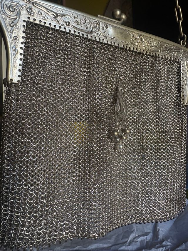 Borsetta a rete vintage argento