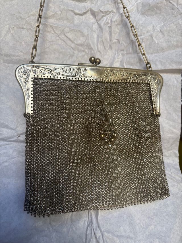 Borsetta a rete vintage argento