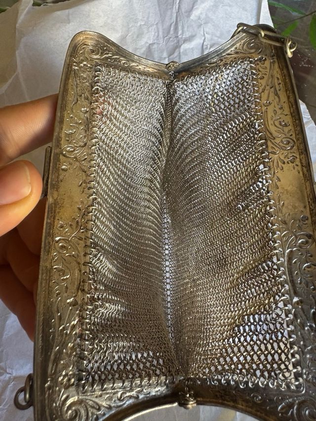 Borsetta a rete vintage argento