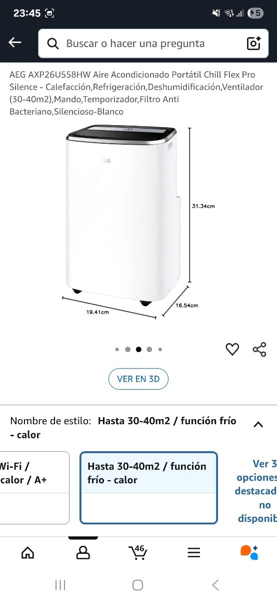 AEG - Aire acondicionado/Pingüino portátil 30-40m2