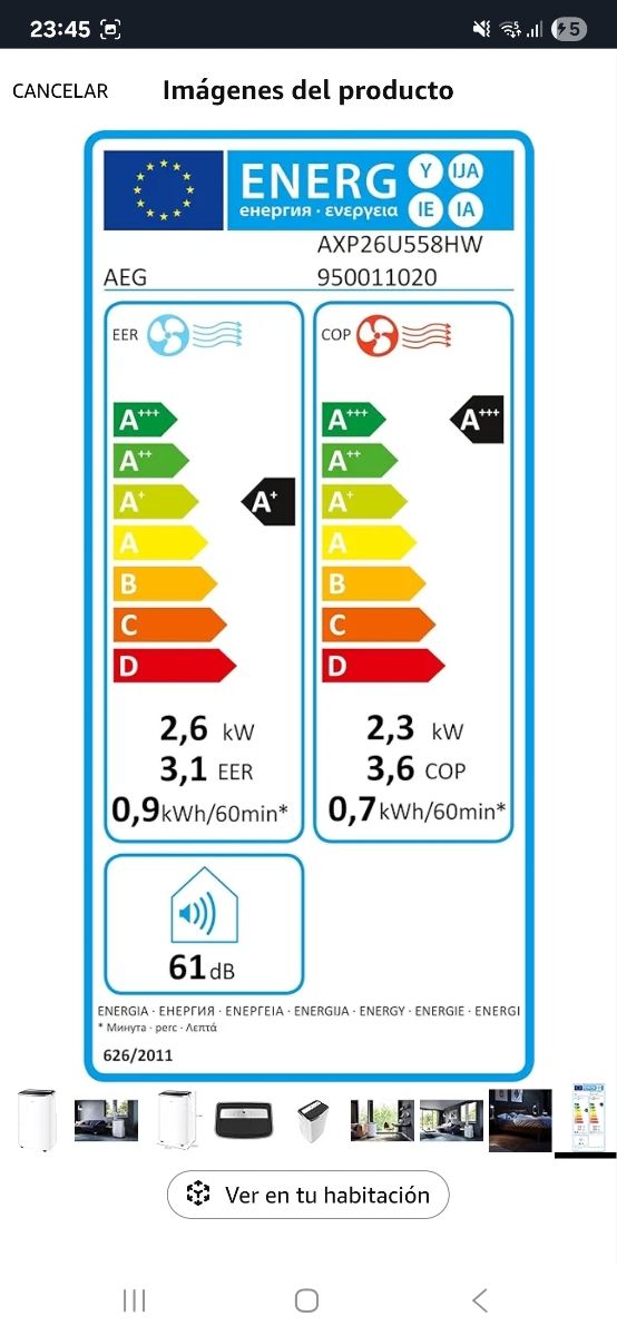 AEG - Aire acondicionado/Pingüino portátil 30-40m2