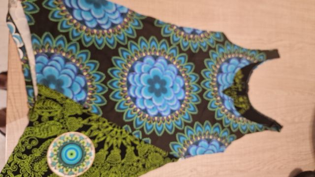 Vestido desigual azul y verde