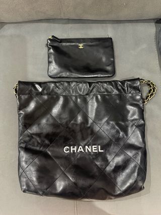 Bolso - Saco Negro con Cadena Dorada