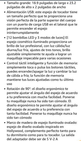 Espejo ovalado de tocador Hollywood 12 LED blanco