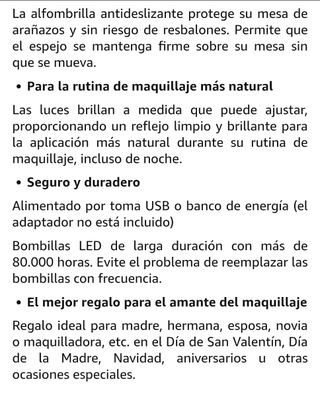 Espejo ovalado de tocador Hollywood 12 LED blanco