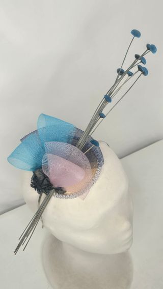 Tocado boda azul-rosa