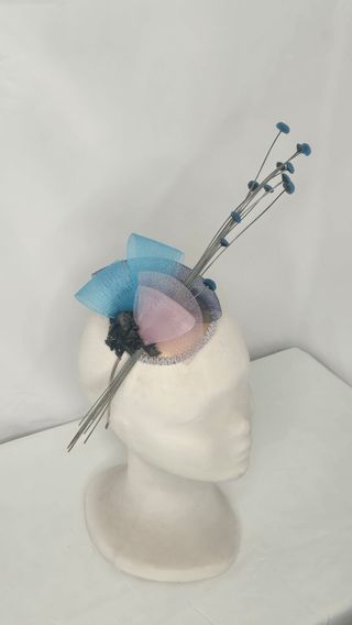 Tocado boda azul-rosa