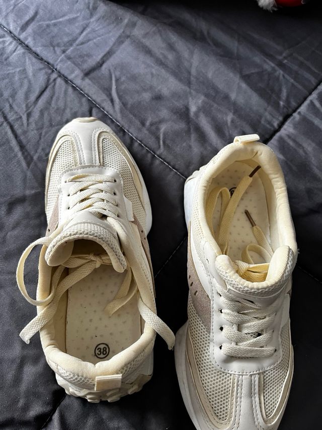 Zapatillas beige - blancas mujer