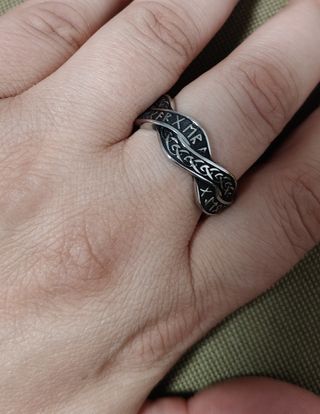 Anillo vikingo plata - rúnico talla 9