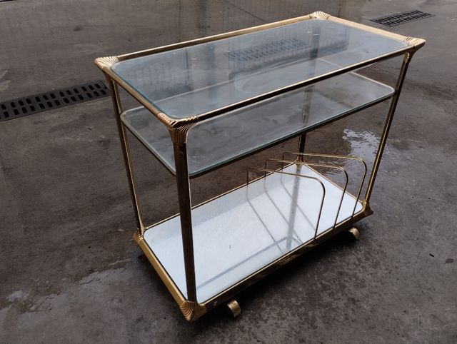 Mesa carrito auxiliar dorada vintage